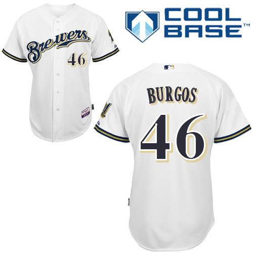 Hiram Burgos #46 MLB Jersey-Milwaukee Brewers Men's Authentic Home White Cool Base Baseball Jersey